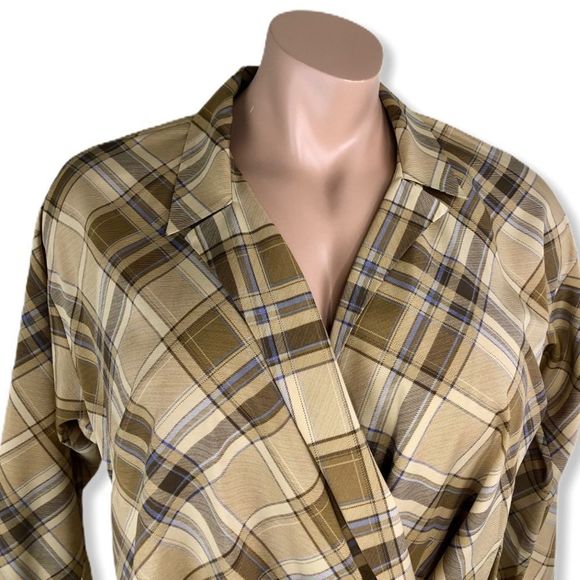 Lauren Ralph Lauren Riatana Plaid Surplice Blouse - Picture 3 of 13